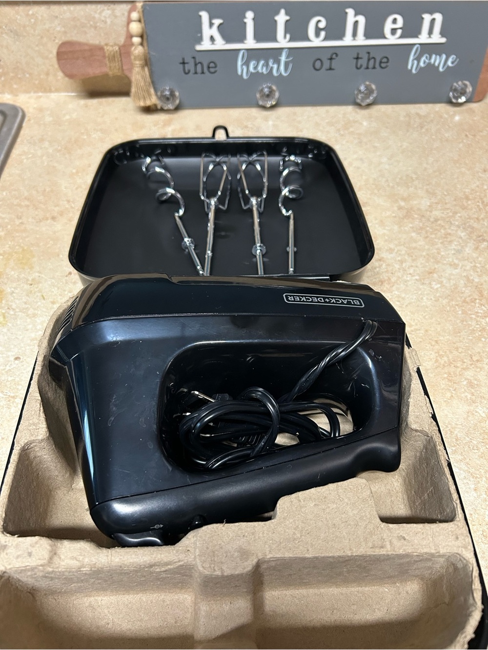 Black & Decker Black Hand Mixer with Storage Case and Attachments